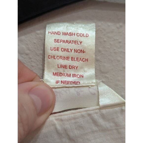 Ivory gauzy cotton peasant style blouse w/lace detailing by Lucky & Coco, XL - Picture 3 of 7